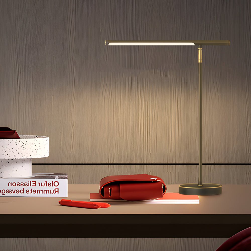 Copper Linear Brass LED Desk Lamp with Adjustable Angle for Home Office Lighting