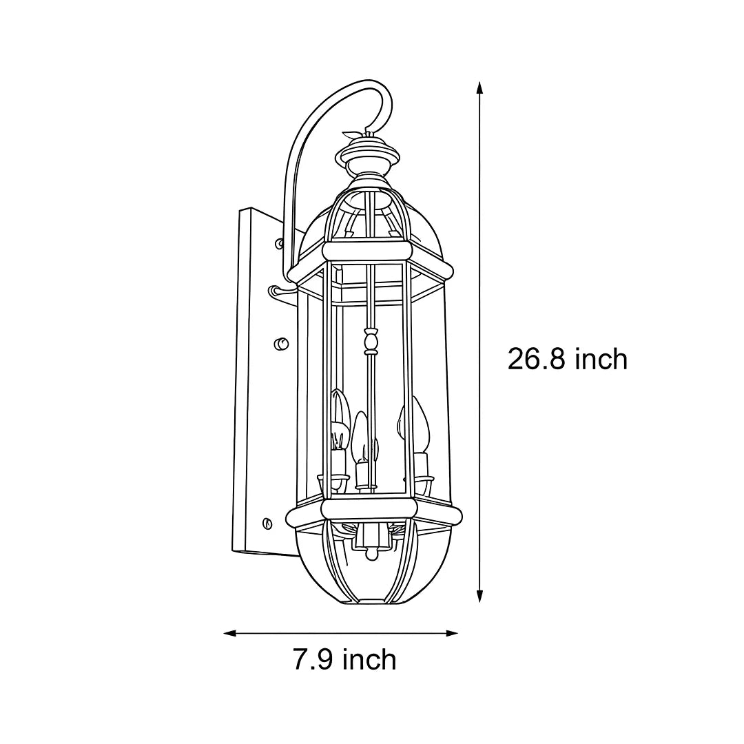 Retro Creative Copper Glass European Style Outdoor Wall Lights Exterior Lamp