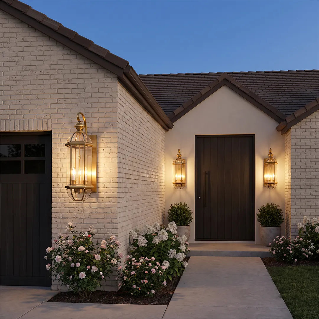 Retro Creative Copper Glass European Style Outdoor Wall Lights Exterior Lamp