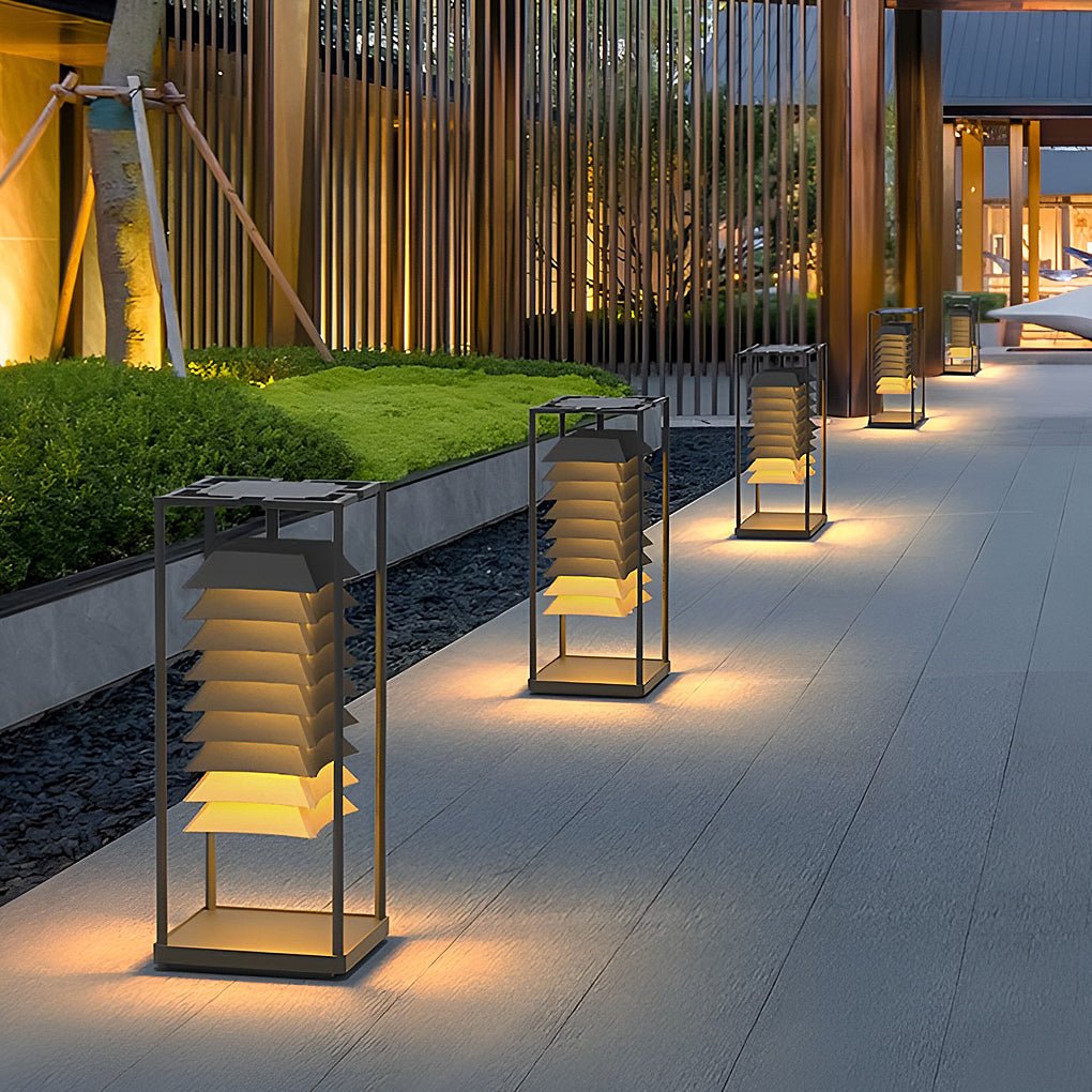 Freestanding Layered LED Pillar Light Outdoor Waterproof Garden Lamp