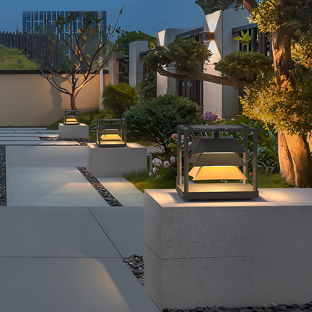 Freestanding Layered LED Pillar Light Outdoor Waterproof Garden Lamp