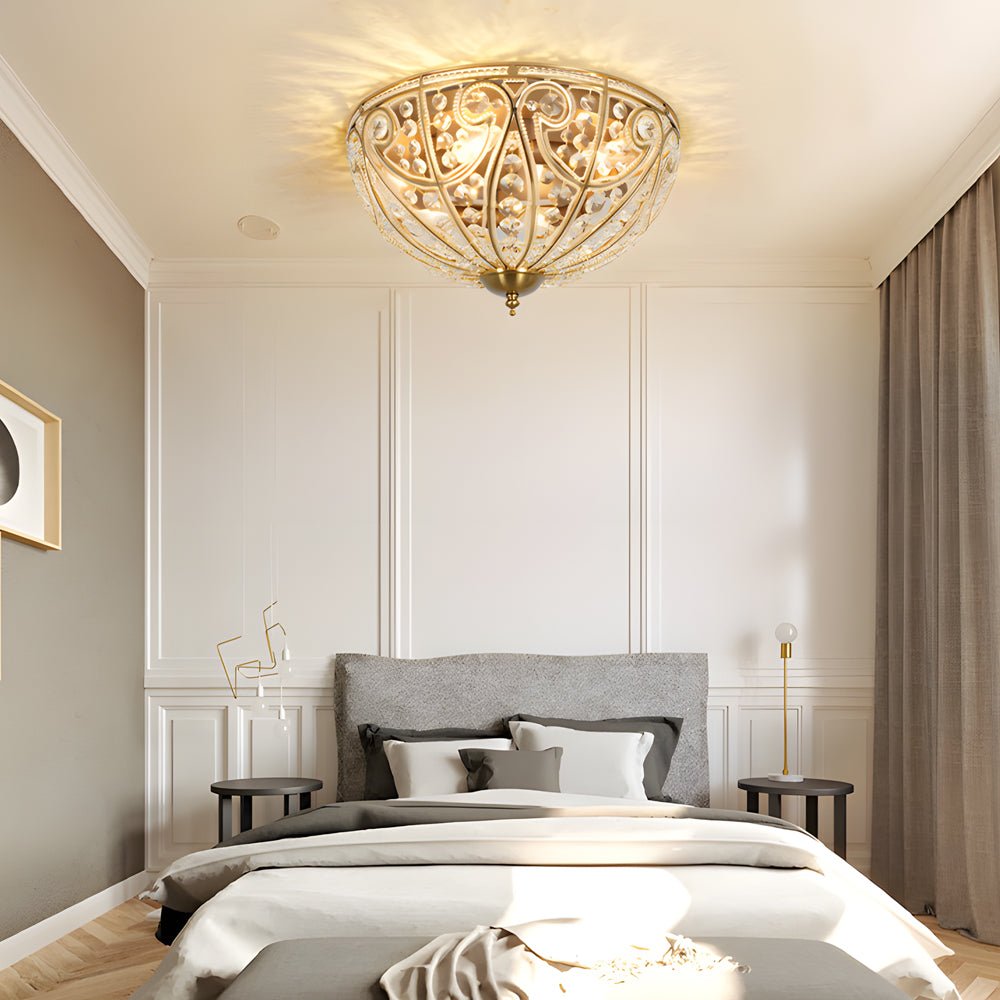 Crystal Adorned Roman Style Flush-mount Ceiling Fixture