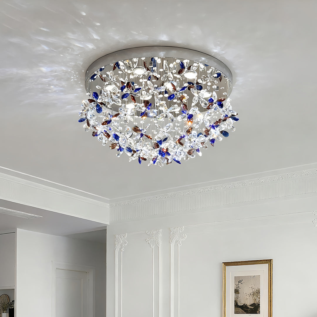 Crystal Flush Mount Lights French Round  LED Romantic Ceiling Light