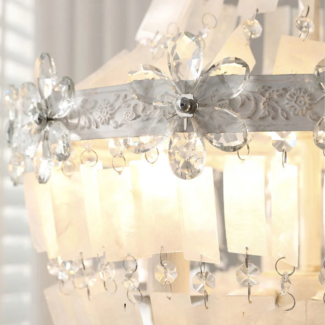 Crystal Vintage Chandelier French Shell Ceiling Light