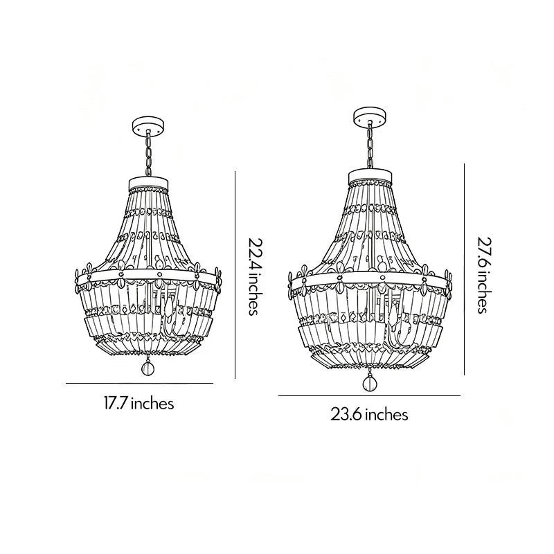 Crystal Vintage Chandelier French Shell Ceiling Light
