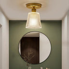 Lantern Modern Glass Copper Flush Mount Ceiling Lighting