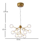 Sputnik Cluster Chandelier Light Metal Glass LED Chandelier 12 Bulbs