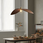 Curved Wood Pendant Light Wabi-Sabi Walnut Wood Bar Pendant Lamp