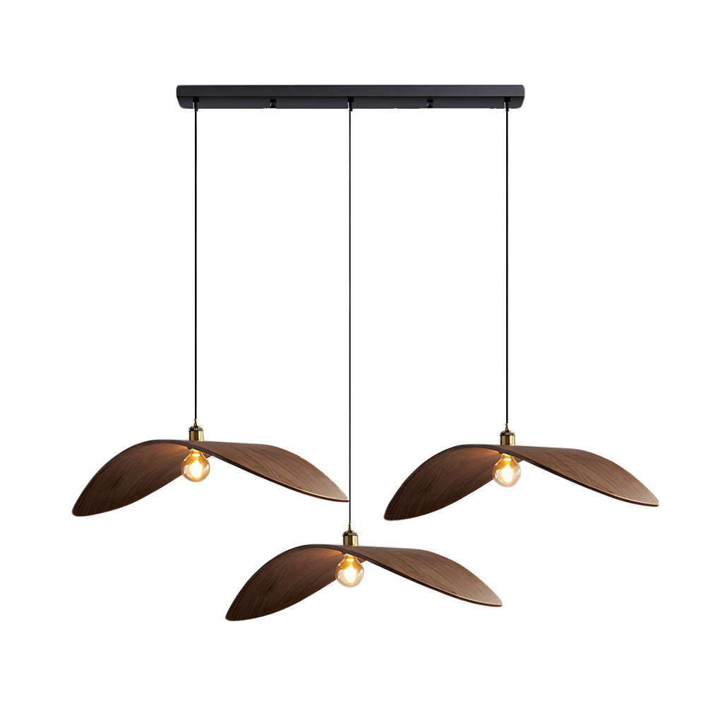 Curved Wood Pendant Light Wabi-Sabi Walnut Wood Bar Pendant Lamp