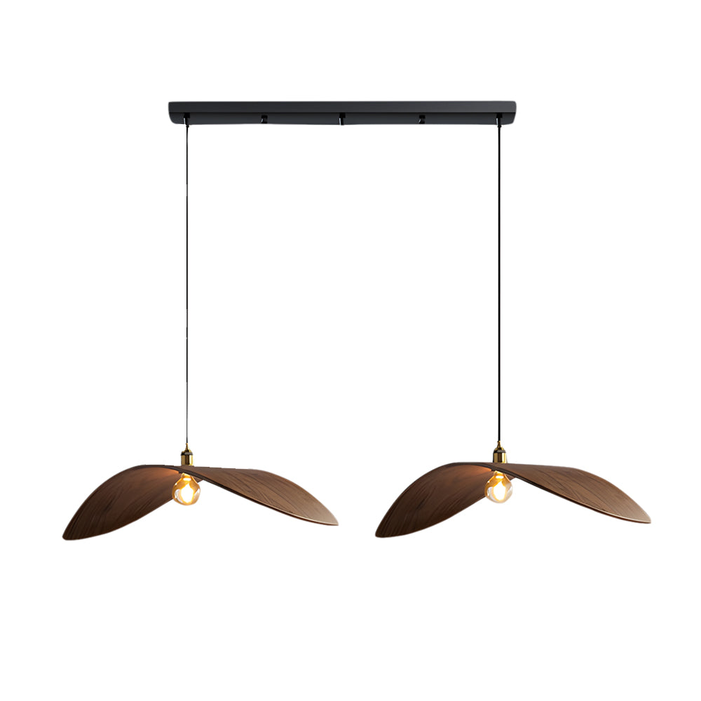 Curved Wood Pendant Light Wabi-Sabi Walnut Wood Bar Pendant Lamp