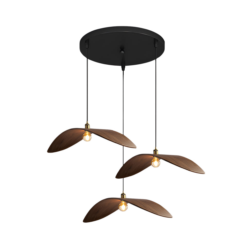 Curved Wood Pendant Light Wabi-Sabi Walnut Wood Bar Pendant Lamp