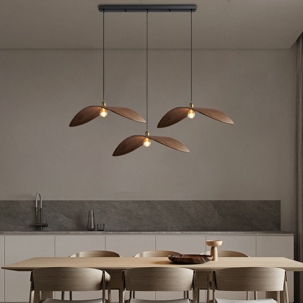 Curved Wood Pendant Light Wabi-Sabi Walnut Wood Bar Pendant Lamp