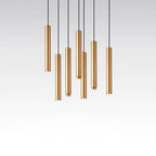 Elongated Cylindrical Shaped LED Gold Modern Pendant Light Island Lights
