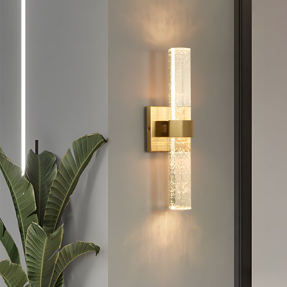Cylinder Bubbles Crystal Shade LED up down Lighting Modern Wall Lamp