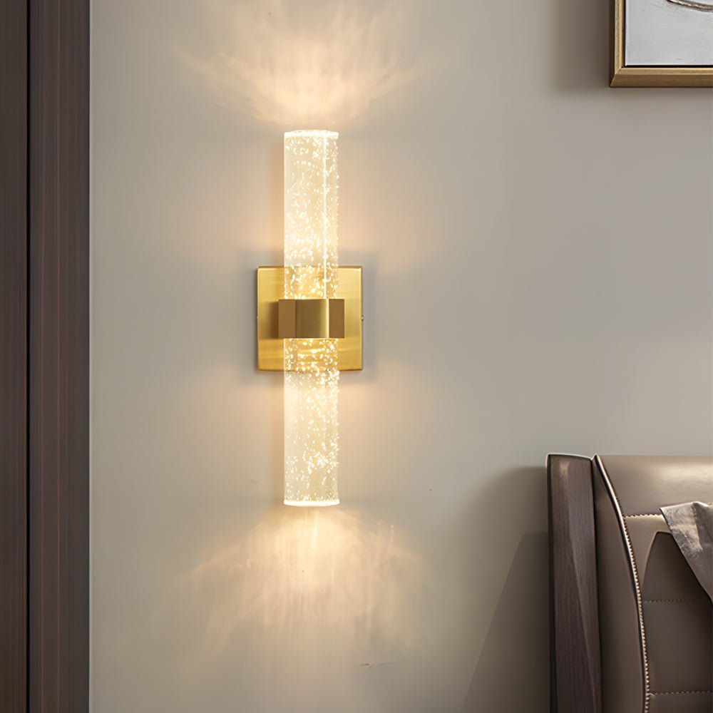 Cylinder Bubbles Crystal Shade LED up down Lighting Modern Wall Lamp