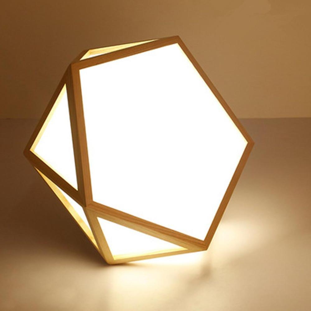 Geometric Shape Rustic Flush Mount Ceiling Light Wood Acrylic LED Light