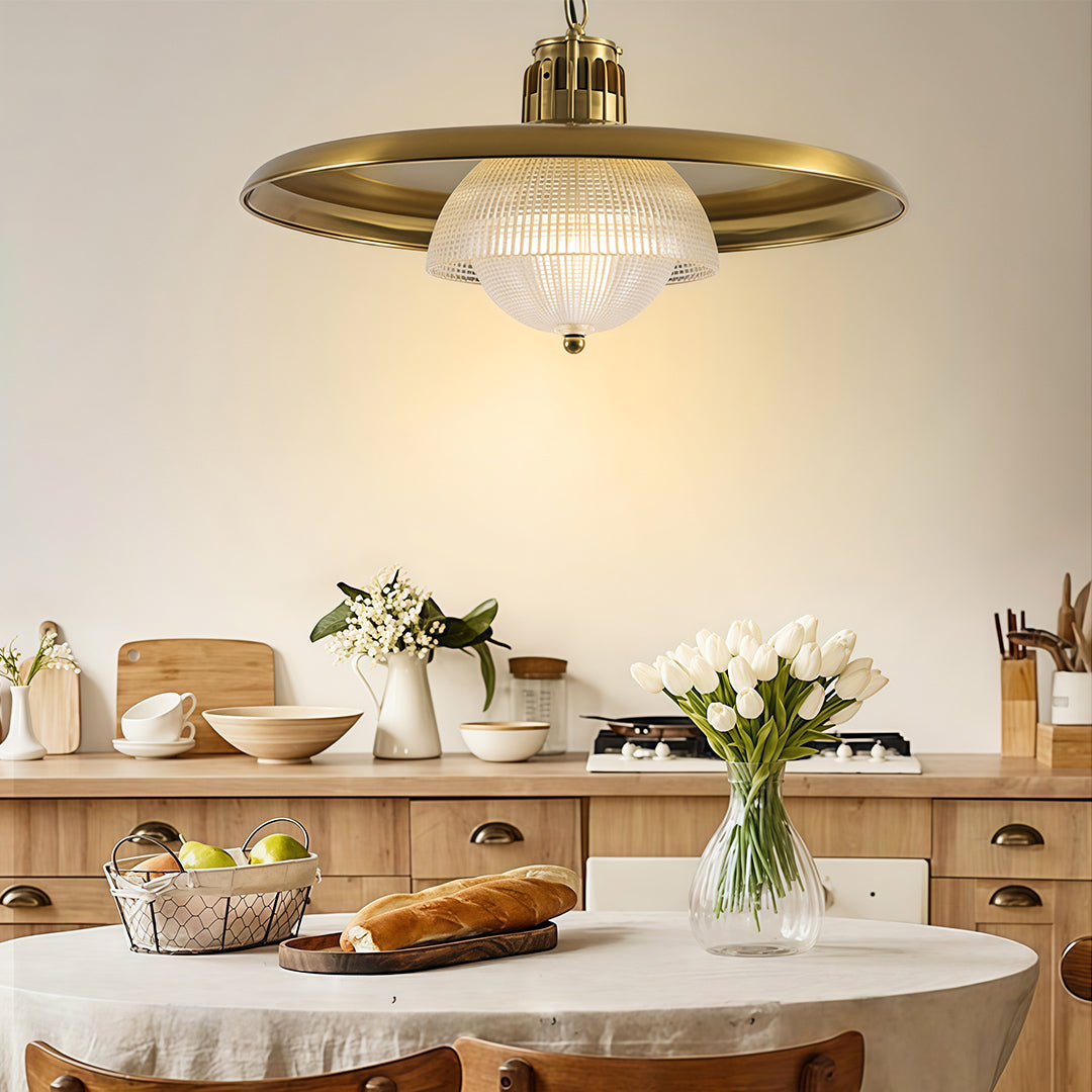 Iron Pendant Light Fixture Copper Color Adjustable Ceiling Light