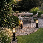 Solar Powered LED Bollard Lights Modern Honeycomb Outdoor Light