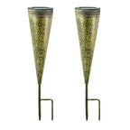 Decorative Solar-Powered Garden Stake Lights 2 Pack with Floral Patterns