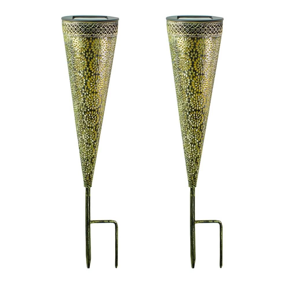 Decorative Solar-Powered Garden Stake Lights 2 Pack with Floral Patterns