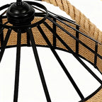 Circular Pendant Light Hemp Rope Iron Art Creative Ceiling Light