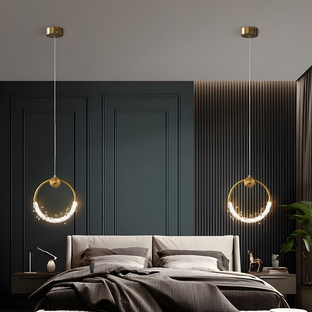 Mini Crystal Ring Pendant Light Modern LED Ceiling Light