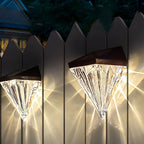 2PCS-Diamond Wall Lights LED Waterproof Black Solar Outdoor Fixture