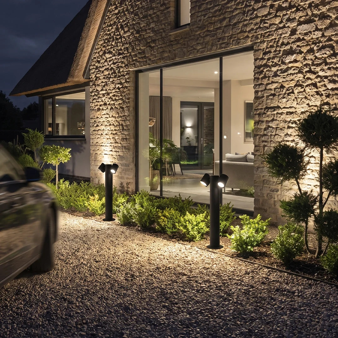 Double Light Bollard Light Rotatable Outdoor Lawn Light