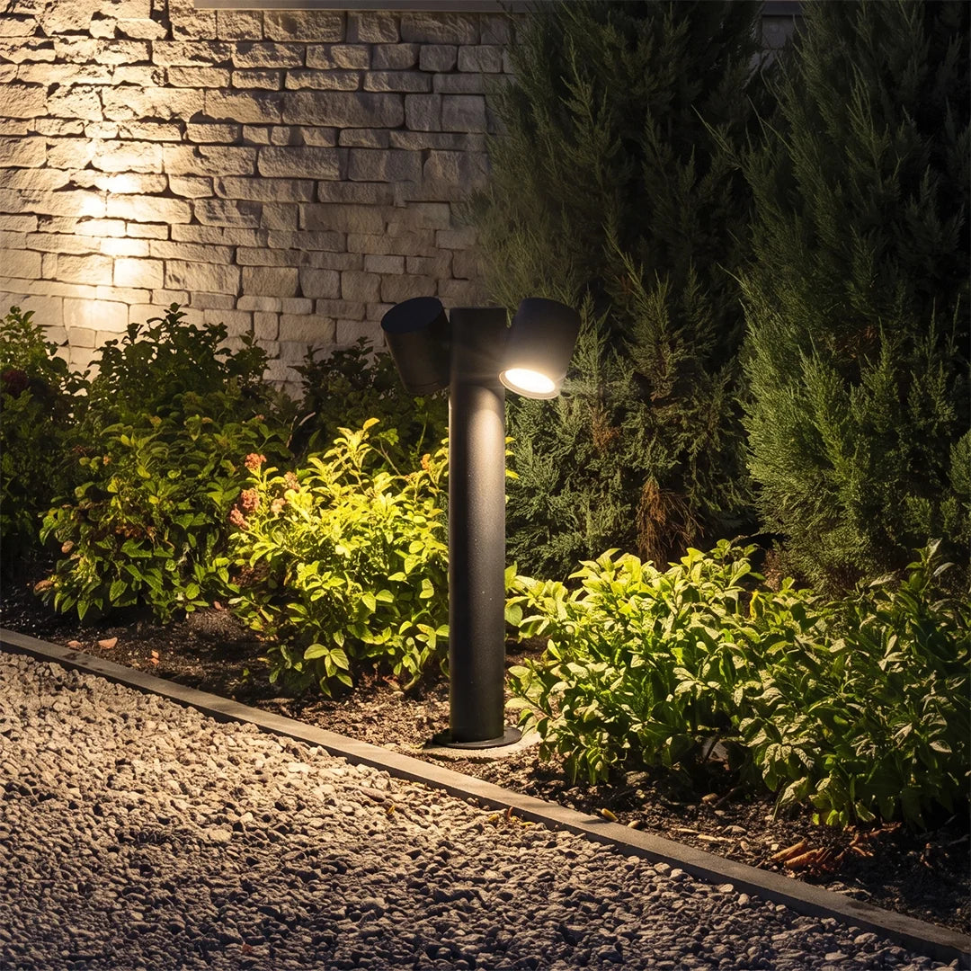 Double Light Bollard Light Rotatable Outdoor Lawn Light
