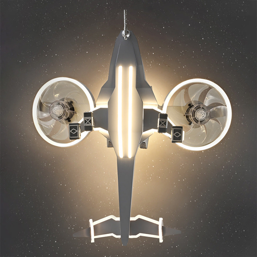Kids Ceiling Fan With Light Fighter Jet Shaped Full Spectrum Fan Light