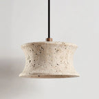 Drum Pendant Light Fixture French Wabi-Sabi Travertine Ceiling Light