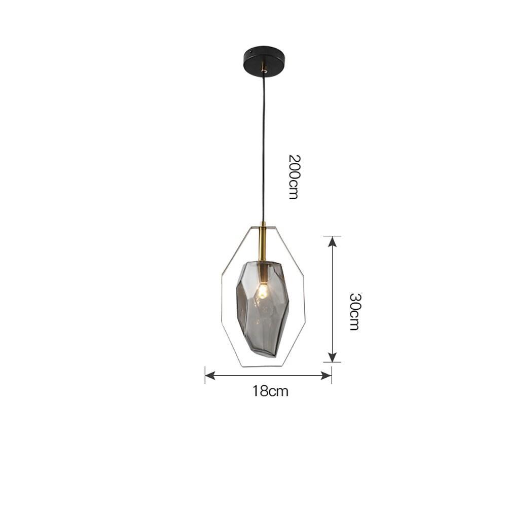 Nordic Yellow Glass Shades Pendant Lights Electroplated Metal Ceiling Light