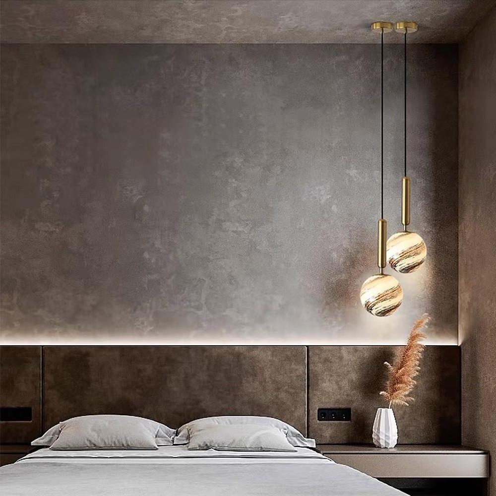 Distressed Globe Hallway Pendant Light Metal Acrylic Ceiling Lights