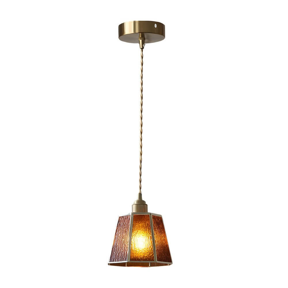 Elegant Brass and Glass Polygonal 4W LED Pendant Light - Adjustable Height