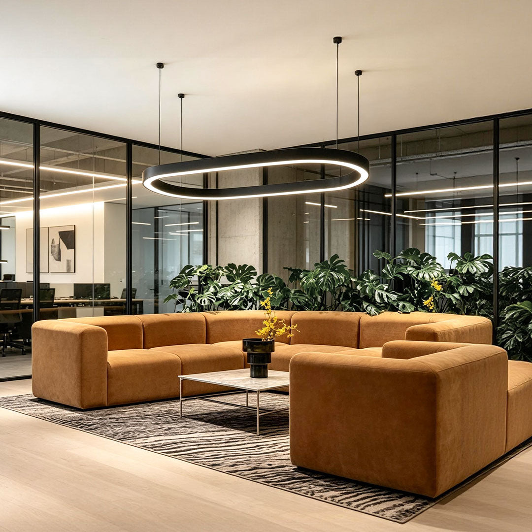 Oval Chandelier Modern Metal LED Office Ceiling Light