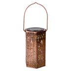 Red Outdoor Lantern Iron Body with Hollow-Out Design Solar Light