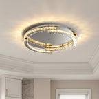 Silver Flush Mount Ceiling Light Italian LED Round Crystal Light