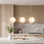 Modern 1/3-Light White Glass Globe Island Pendant Light in Gold Finish