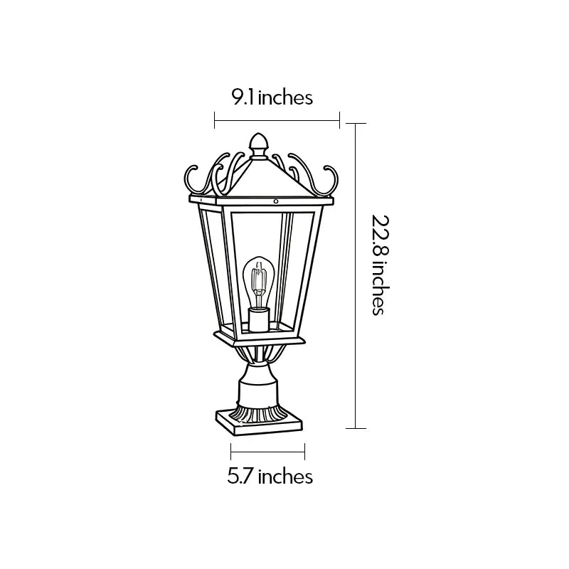 2 PCS Exterior Pillar Lights European Vintage Aluminum Light