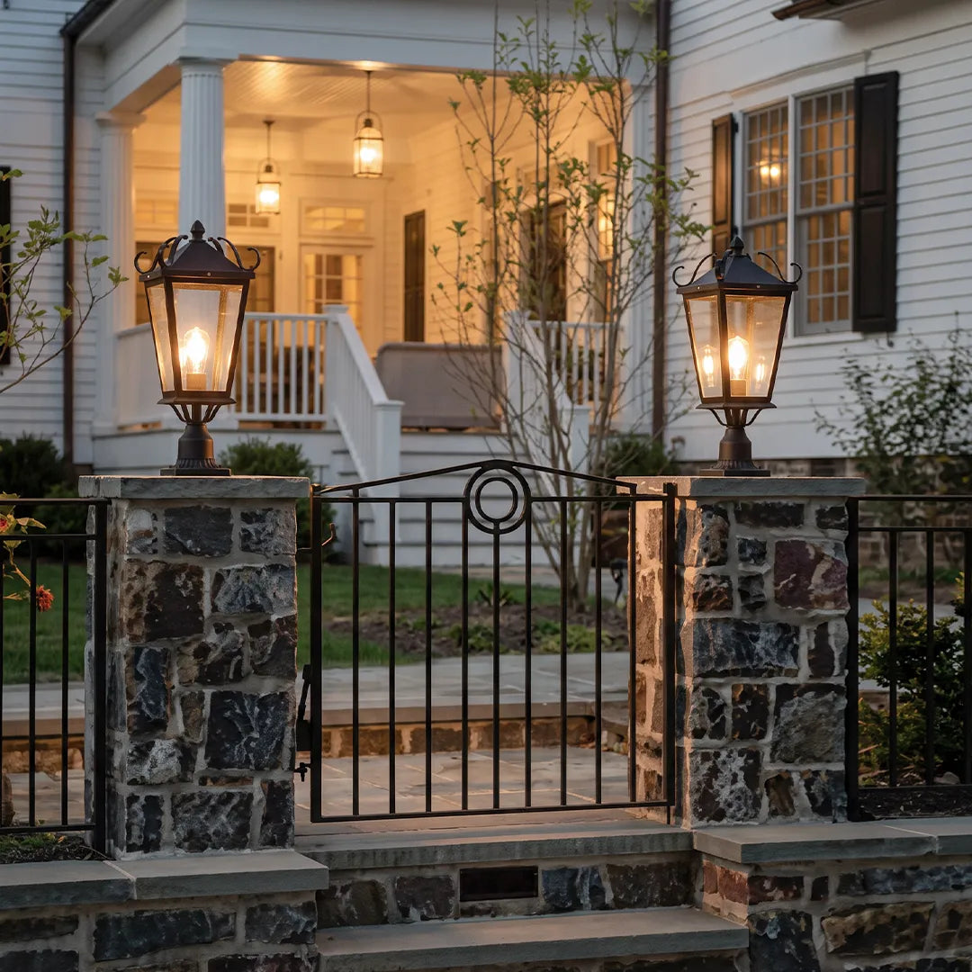 2 PCS Exterior Pillar Lights European Vintage Aluminum Light