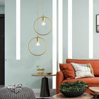 Metal Black and Gold Ceiling Light Rounded Square Pendant Lighting