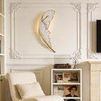 Feather LED Wall Lamp Modern White Decorative Resin Light