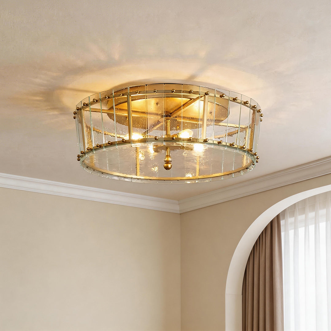 Flush Mount Gold Light Contemporary Elegant Luxury Round Glass Light