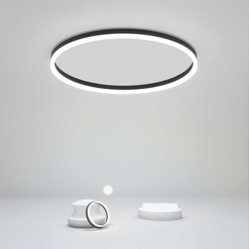 Flush Mount Ring Light Modern Black Aluminum Ceiling Light