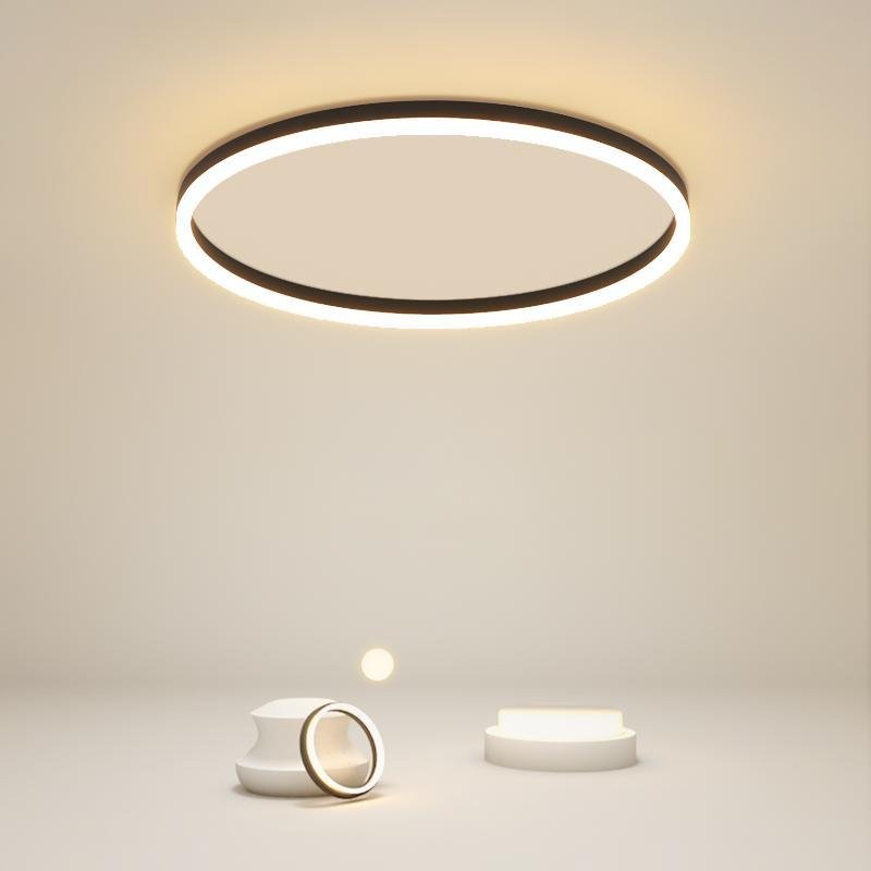 Flush Mount Ring Light Modern Black Aluminum Ceiling Light