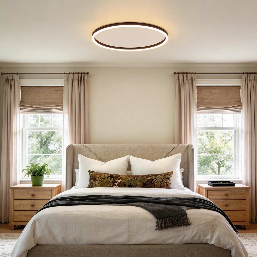 Flush Mount Ring Light Modern Black Aluminum Ceiling Light
