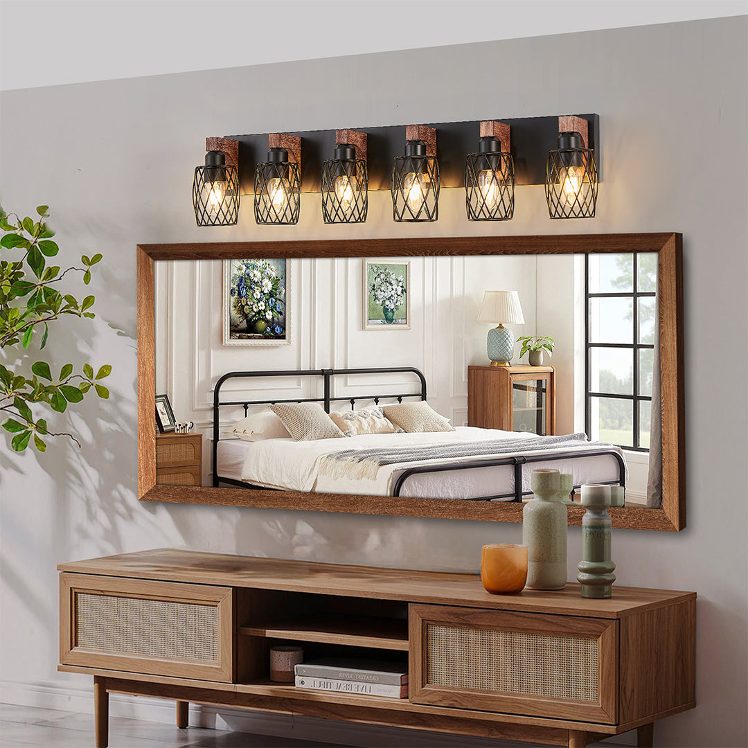 Black Vanity Bathroom Lights Metal Cage Mirror Lamp
