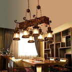 6 Lantern Farmhouse Chandelier Wood Chandeliers Ceiling Light