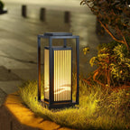 Garden Bollards Lights Striped Black Modern Outdoor Lamp