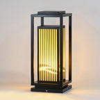 Garden Bollards Lights Striped Black Modern Outdoor Lamp